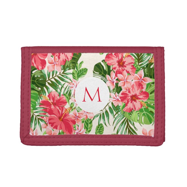 Personalized Hibiscus Flower Monogram Wallet (Front)