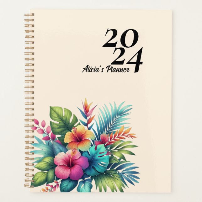 Personalized Hibiscus Flower Tropical  Planner (Front)