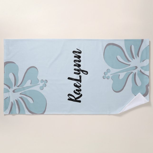 Personalized Hibiscus Flowers Beach Towel (Front)