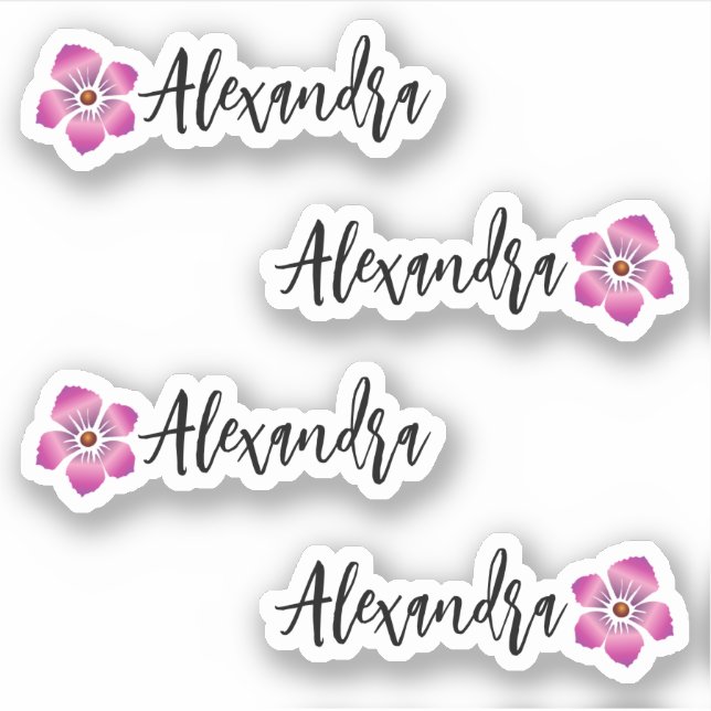 Personalized Hibiscus Name Label Stickers (Set of  (Front)