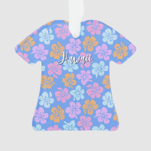 Personalized Hibiscus Pattern with Vacation Photo  Ornament