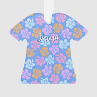Personalized Hibiscus Pattern with Vacation Photo Ornament