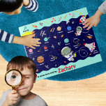 Personalized Hidden Object Hunt Educational Space Jigsaw Puzzle<br><div class="desc">Embark on a cosmic adventure with our personalized space-themed jigsaw puzzle! Perfect for kids and families, this hidden object hunt puzzle combines education and fun, boosting cognitive skills while sparking creativity. It is a 3 in 1 tool a. a puzzle, b. an engagement piece, and c. a conversation starter. Reduce...</div>