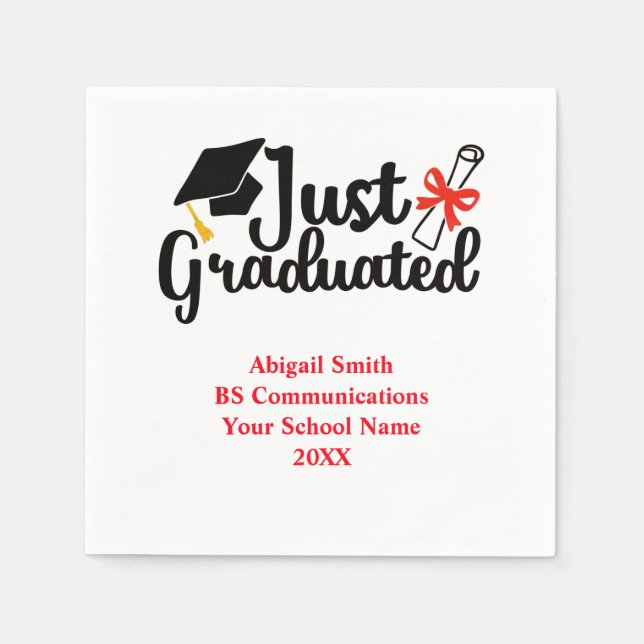 Personalized High School College Graduation Napkins (Front)