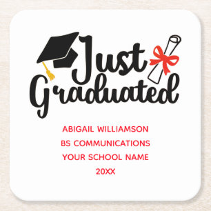 Personalized High School College Graduation Square Paper Coaster