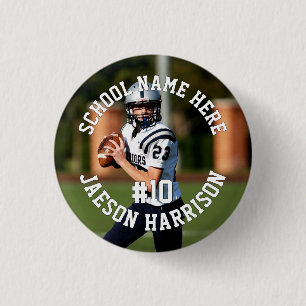 Personalized High School Football Player Button