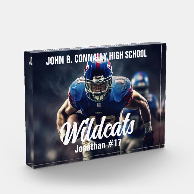 Personalized  High School Football Player Photo Block (Left)