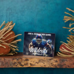 Personalized  High School Football Player Photo Plaque<br><div class="desc">This cool customized high school football player photo plaque features white typography of your team and player name. Personalize with the mascot type across the athlete photograph.</div>