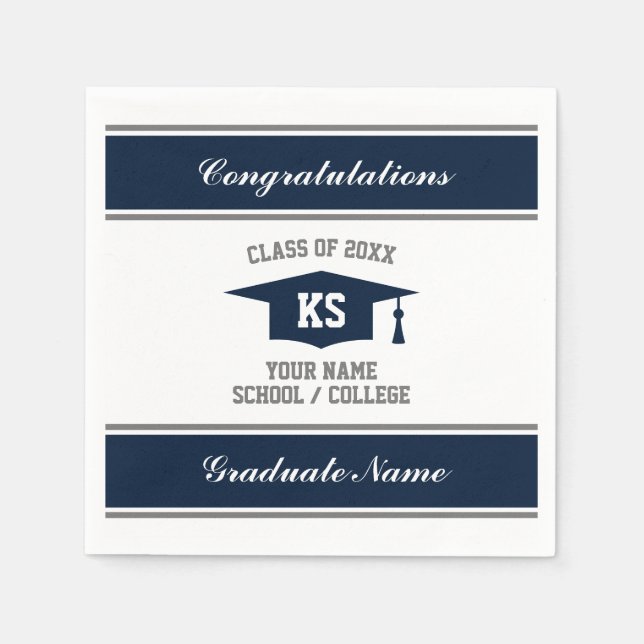 Personalized High School graduation party napkins (Front)
