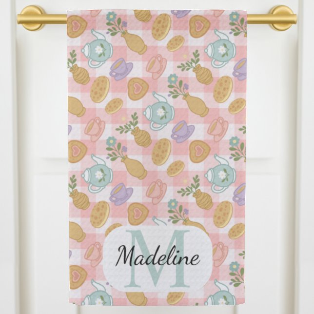 Personalized High Tea Florals Monogram Pastel Kitchen Towel (Creator Uploaded)