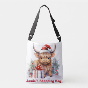 Personalized Highland Christmas Cow, Highland Cow, Crossbody Bag