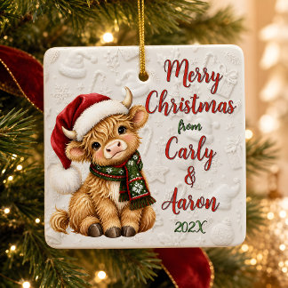 Personalized Highland Cow Christmas Ornament