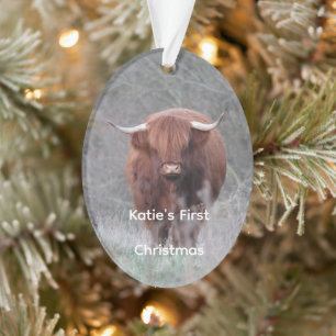 Personalized Highland Cow Christmas Ornament