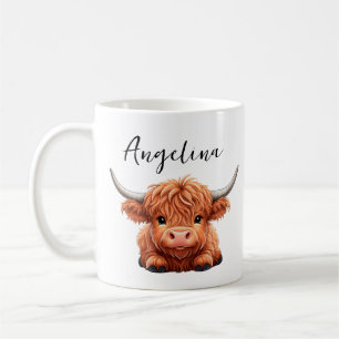 Personalized Highland Cow Cute Farm Animal Coffee Mug