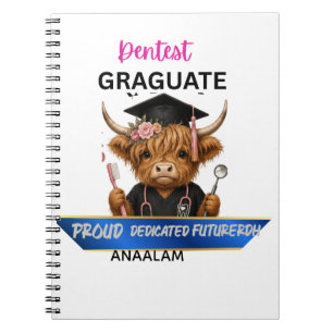 Personalized Highland Cow Dental Hygienist Graduat Notebook