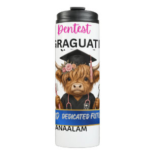 Personalized Highland Cow Dental Hygienist Graduat Thermal Tumbler