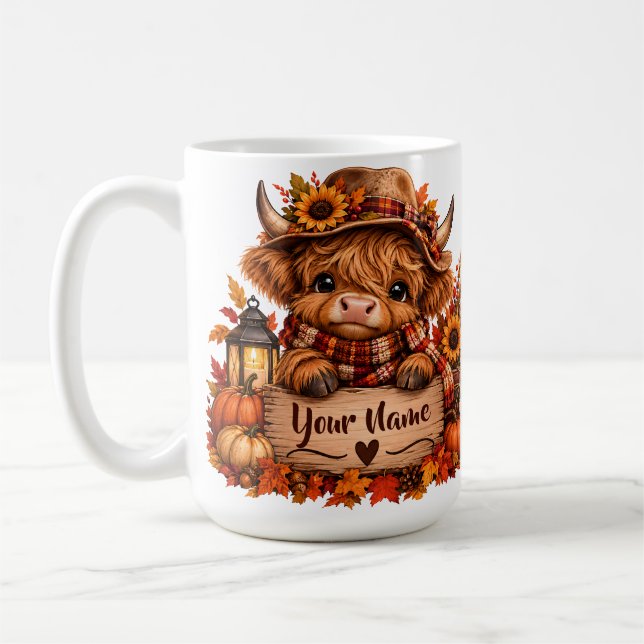 Personalized Highland Cow Fall Mug (Left)