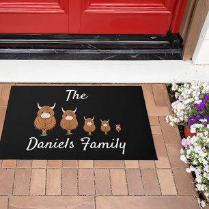 Personalized Highland Cow Family Door Mat