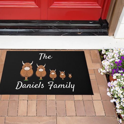 Personalized Highland Cow Family Door Mat