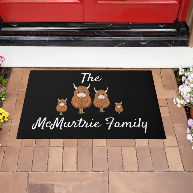 Personalized Highland Cow Family Door Mat (Creator Uploaded)