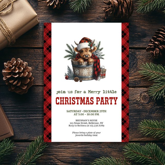Personalized highland cow festive party invite (Personalized highland cow festive party invite)