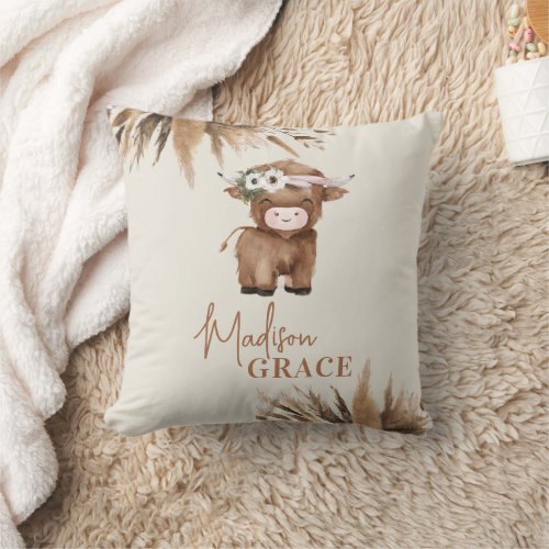 Personalized Highland Cow Name Pillow