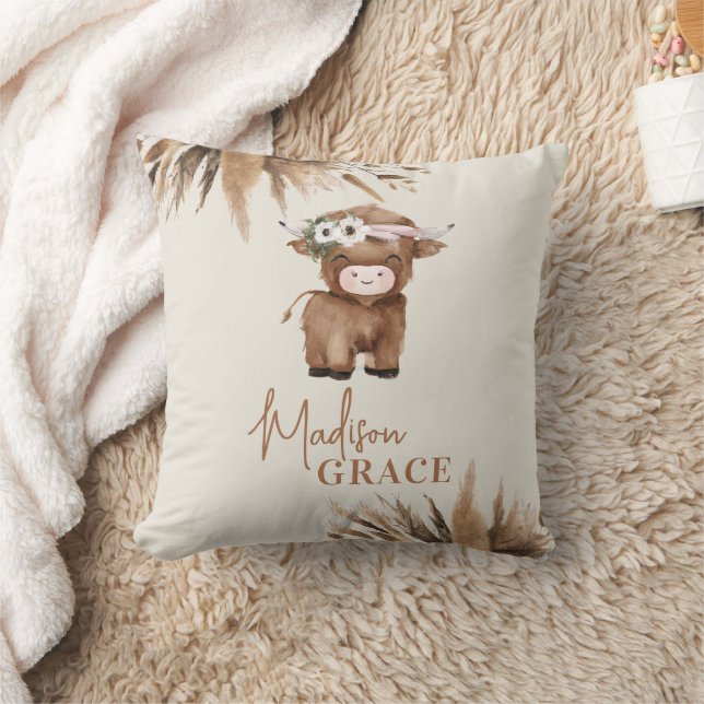 Personalized Highland Cow Name Pillow (Blanket)