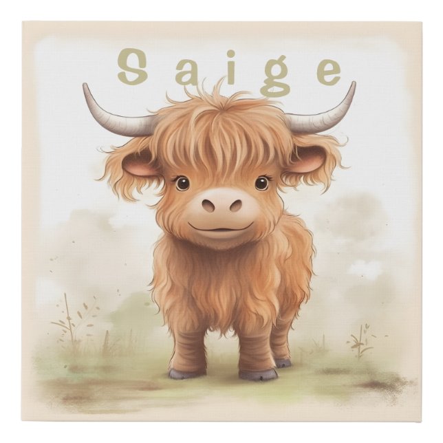 Personalized highland cow nursery wall art (Front)