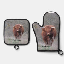 Personalized Highland Cow Oven Mitt & Pot Holder