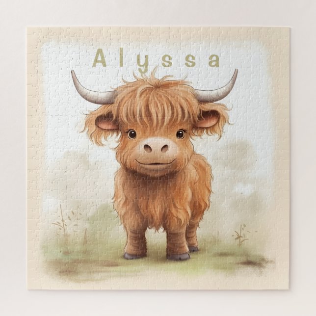 Personalized highland cow puzzle  (Vertical)
