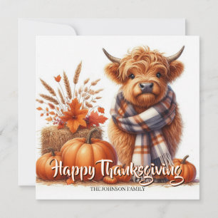 Personalized highland cows thanksgiving card