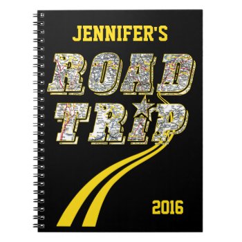 Personalized Highway Map Yellow Lines Road Trip Notebook by judgeart at Zazzle