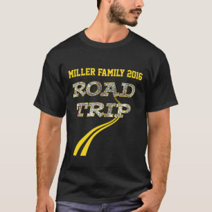 Personalized Highway Map Yellow Lines Road Trip T-Shirt