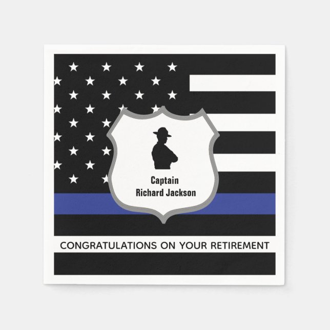 Personalized Highway Patrolman Flag Retirement   Napkins (Front)
