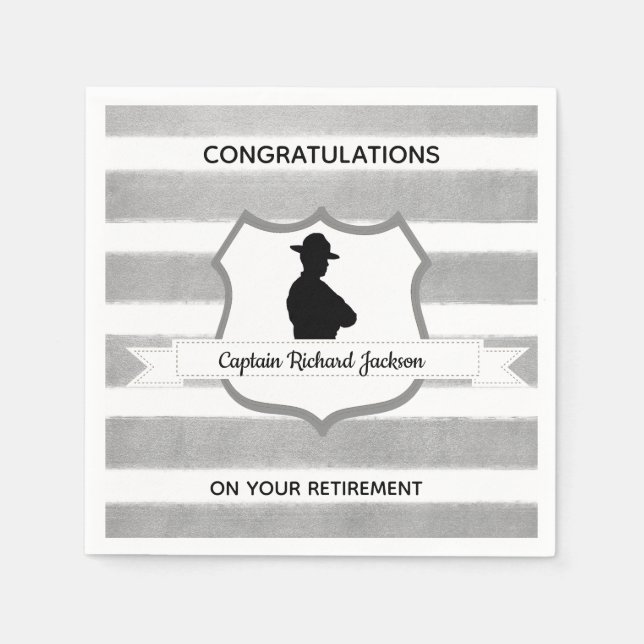 Personalized Highway Patrolman Retirement Party Napkins (Front)