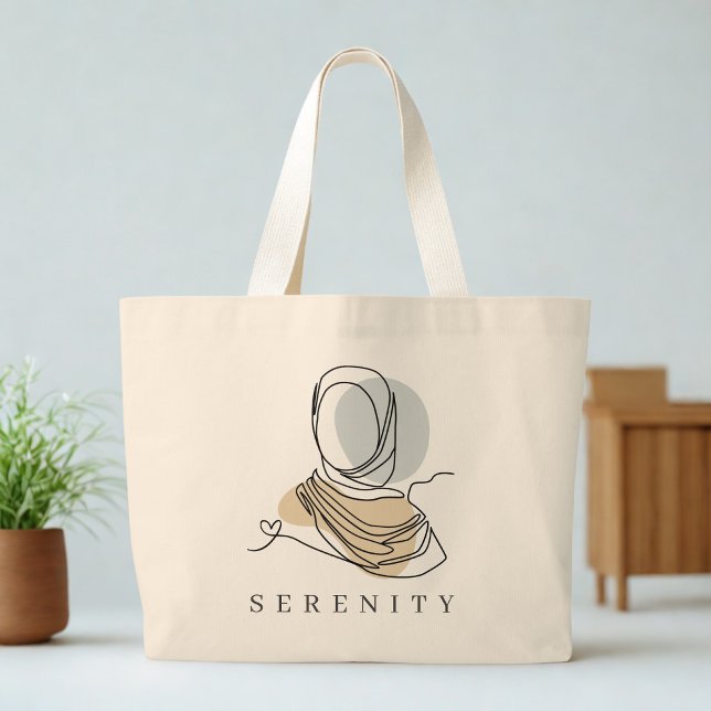 Personalized Hijab Line Art Tote | World Hijab Day (Front)