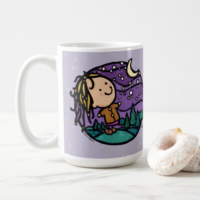 Personalized Hiking Camper Girl Coffee Mug (With Donut)