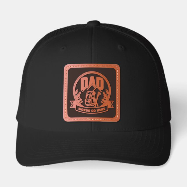 Personalized Hiking Dad Backpack Adventure Leather Patch Hat (Front)