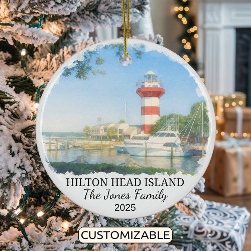 Personalized Hilton Head Island Ornament, Carolina Ceramic Ornament