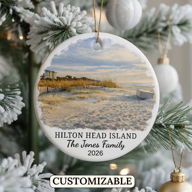 Personalized Hilton Head Island, South Carolina Ceramic Ornament (Creator Uploaded)