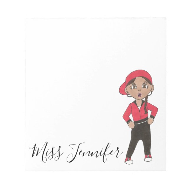 Personalized Hip Hop Jazz Dance Teacher Gift Notepad (Front)
