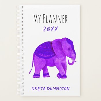 Personalized Hip Purple Tribal Elephant Tusker Planner by EleSil at Zazzle