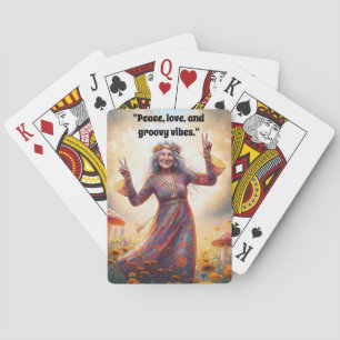 Personalized Hippie Boho Grandma Custom Mushrooms  Poker Cards