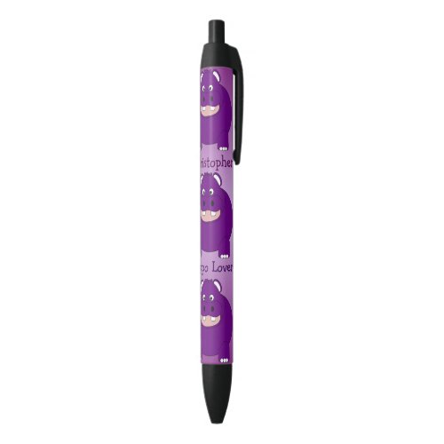 Personalized Hippopotamus Design Black Ink Pen