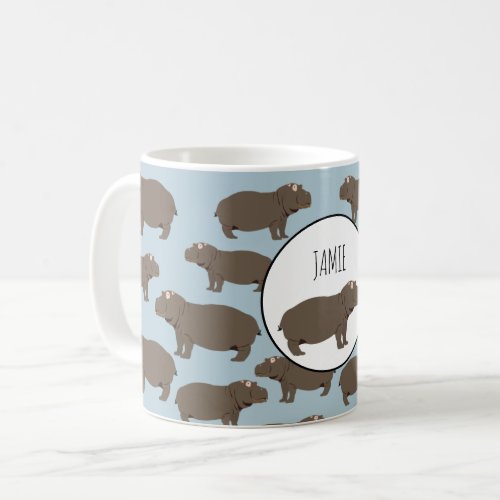 Personalized Hippopotamus Hippo Pattern Coffee Mug