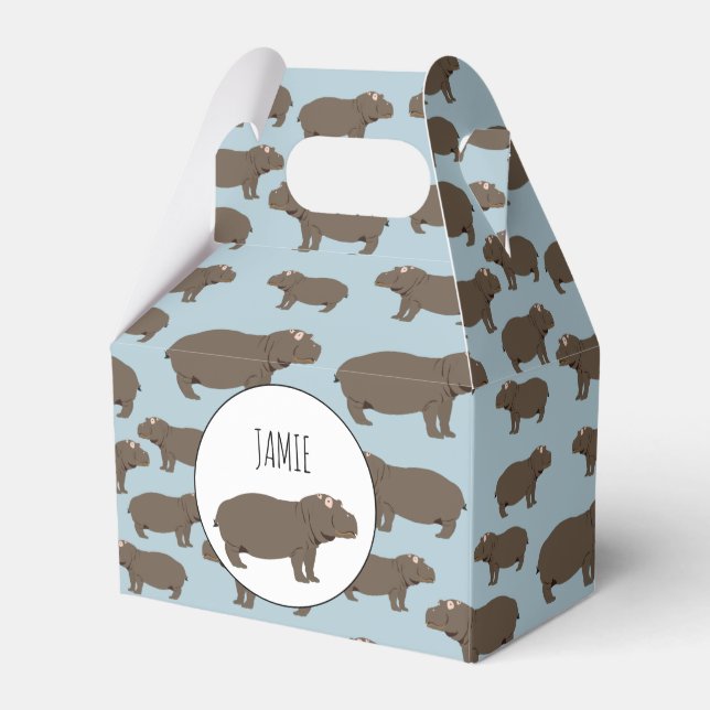 Personalized Hippopotamus Hippo Pattern  Favor Boxes (Front Side)