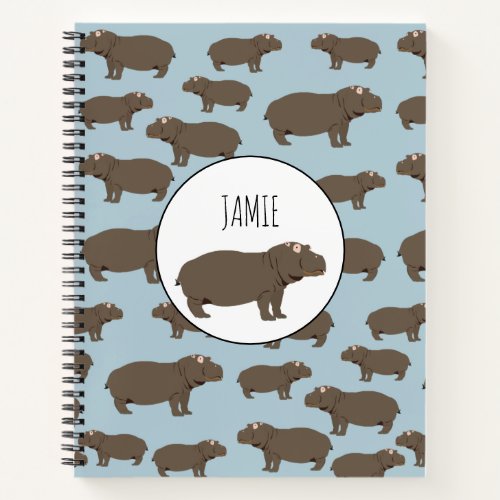 Personalized Hippopotamus Hippo Pattern Notebook