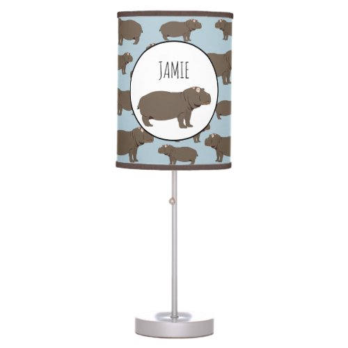 Personalized Hippopotamus Hippo Pattern Table Lamp