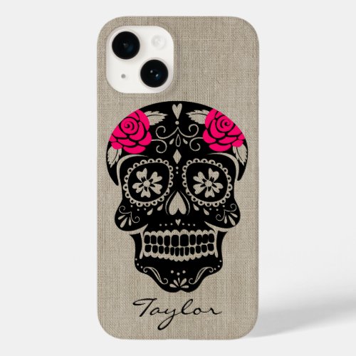 Personalized Hipster Sugar Skull Case_Mate iPhone 14 Case