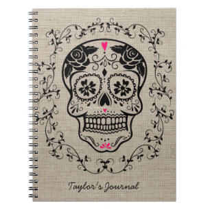 Personalized Hipster Sugar Skull Notebook